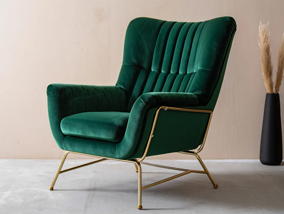 Modern velvet armchair
