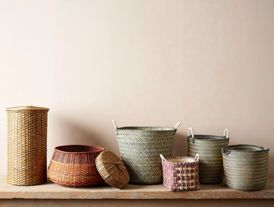 Woven storage basket collection